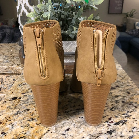 Qupid Shoes Tan Peep Toe Booties Qupid Size Poshmark